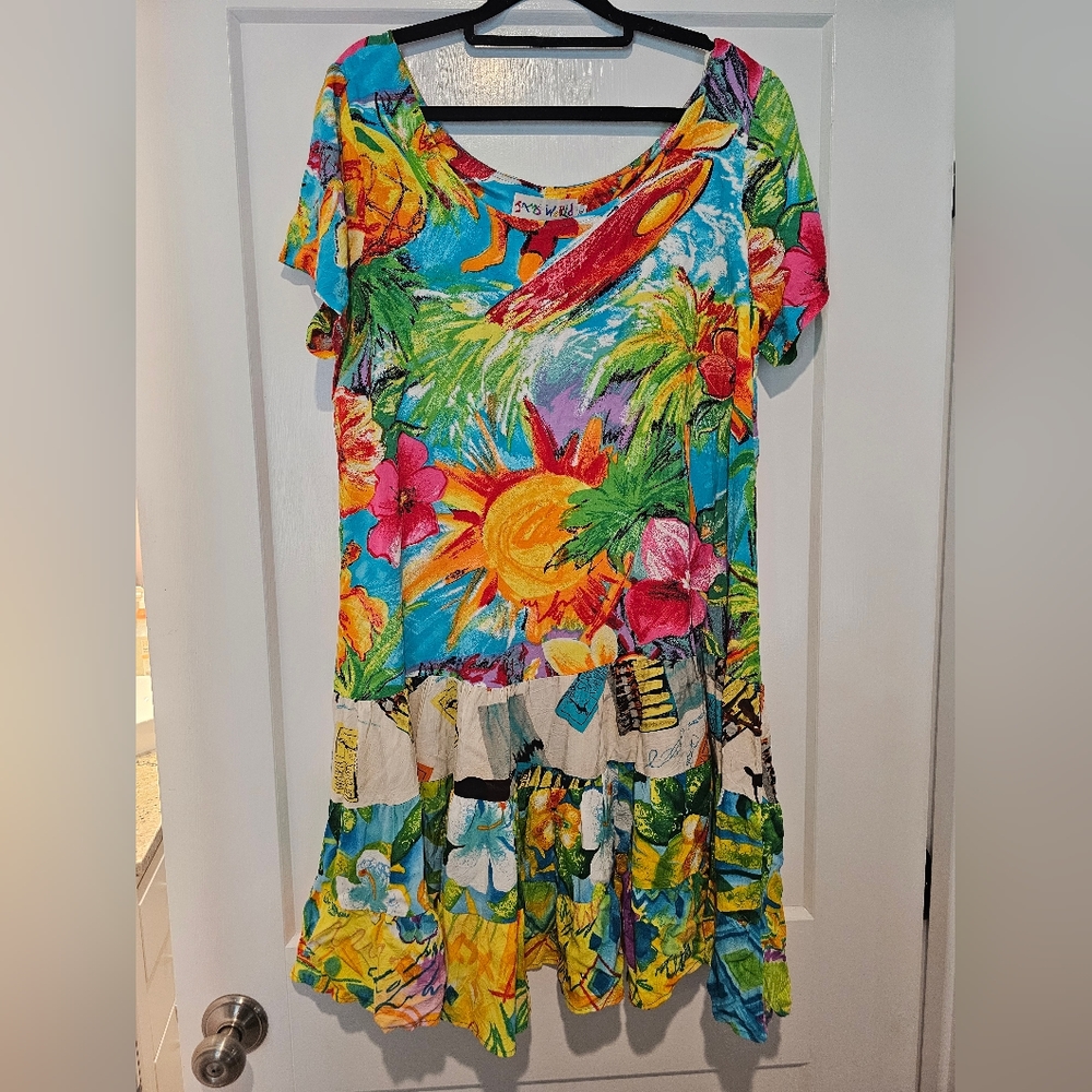 James World Hattie Dress Surfer Sun Pineapple Print XL